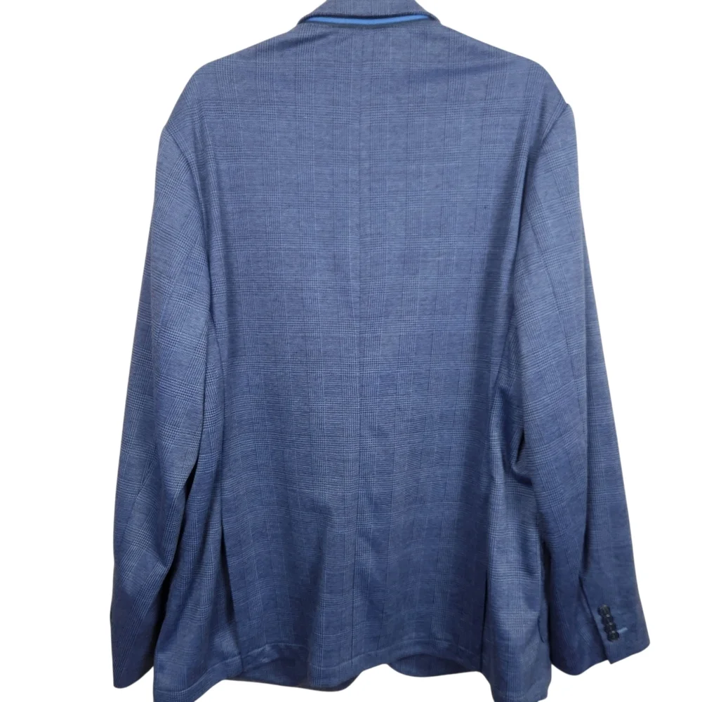Tailorbyrd Collection NWT Denim Blue Plaid Sports Coat Blazer Mens Size 48L